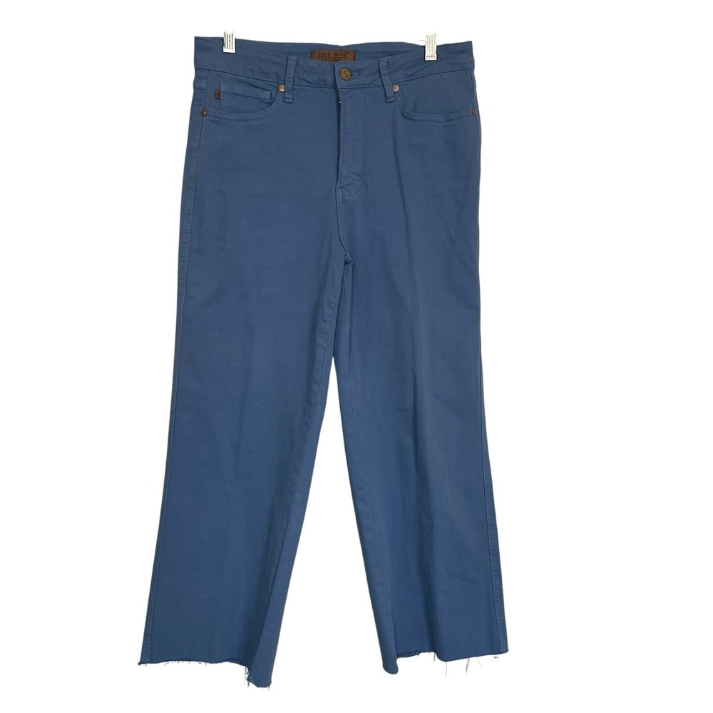Judy Blue Los Angeles Denim Crop‎ Pants Frayed Hem Blue Jeans